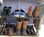 welly boot and shoe rack handmade wrought iron